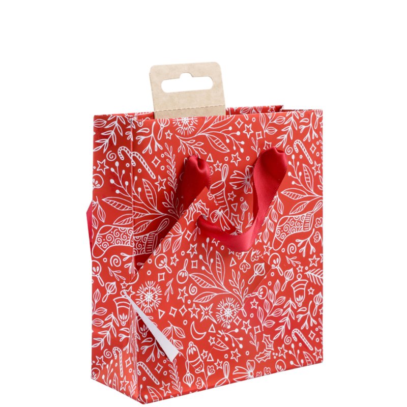 Clairefontaine sac cadeau Noël Santa, 320×130×245 mm, papier enduit 170 g/m², ruban satin rouge