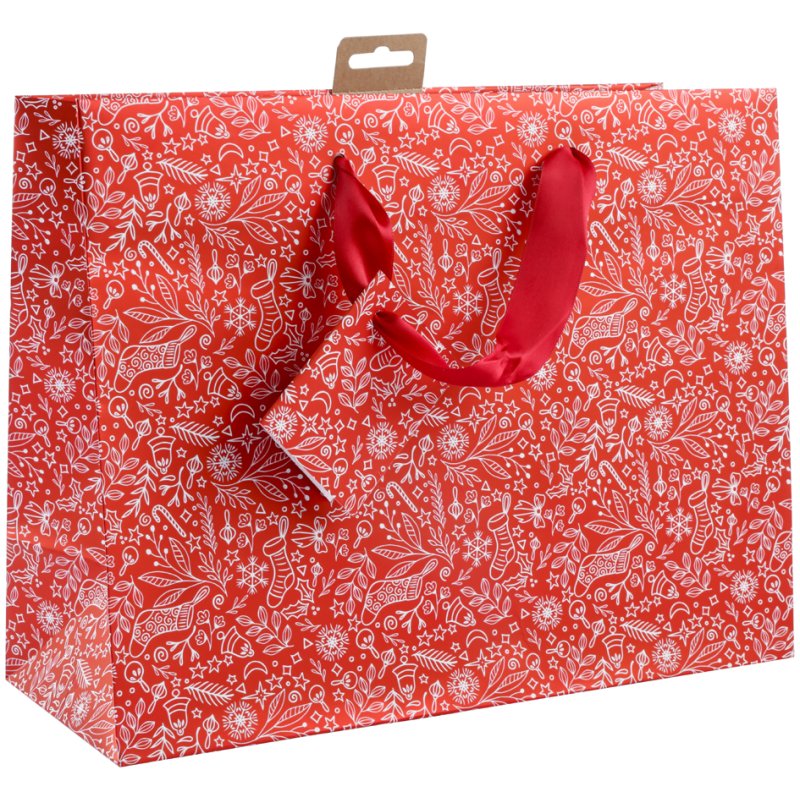 Clairefontaine sac cadeau Noël Santa, 320×130×245 mm, papier enduit 170 g/m², ruban satin rouge