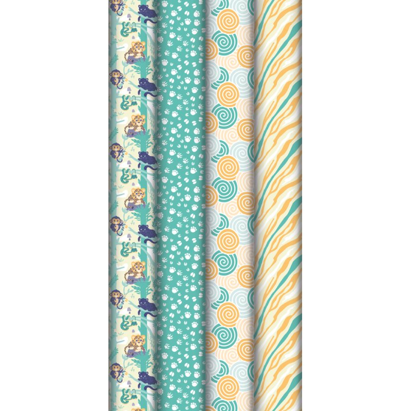 Clairefontaine cadeaupapier Jungle, kraftpapier wit, 700 mm × 2 m, 30 rollen