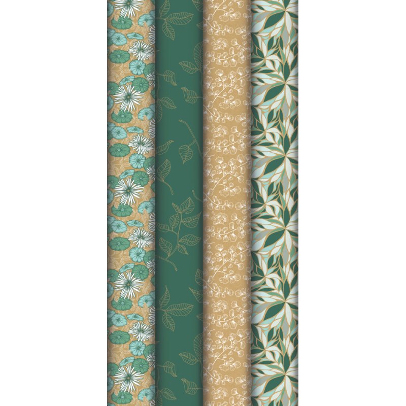 Clairefontaine papier cadeau My Garden, papier kraft brun, 700 mm × 2,0 m, 30 rouleaux