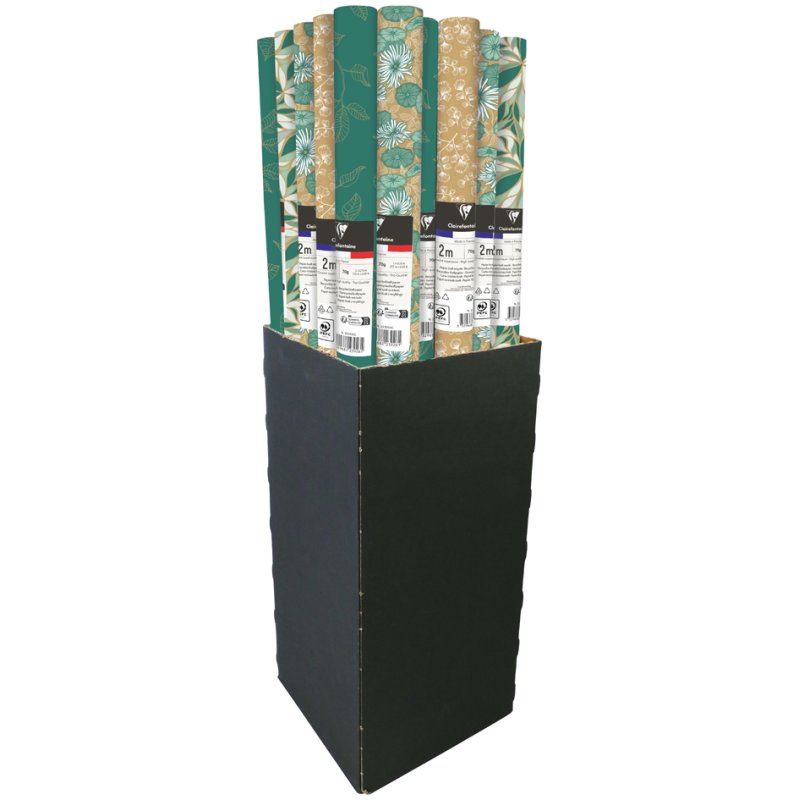 Clairefontaine papier cadeau My Garden, papier kraft brun, 700 mm × 2,0 m, 30 rouleaux