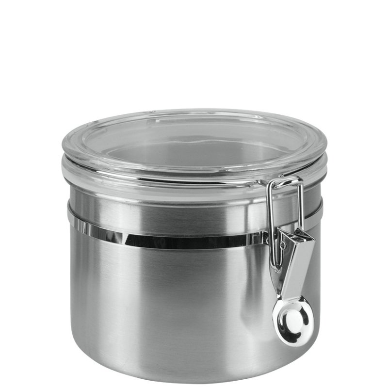 Metaltex pot de rangement, acier inoxydable/acrylique, couvercle transparent, 2,0 litre