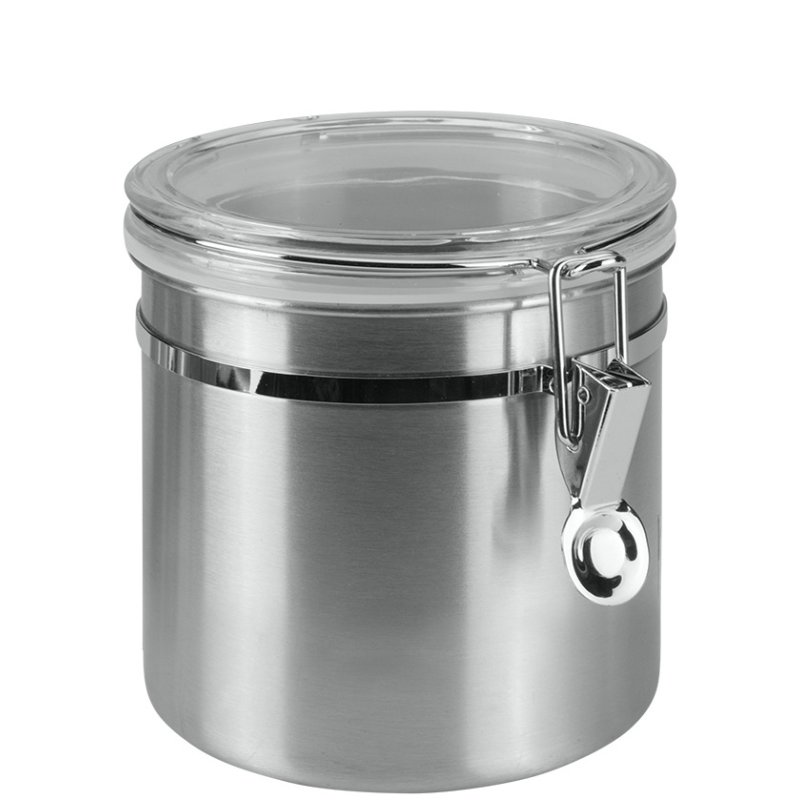 Metaltex pot de rangement, acier inoxydable/acrylique, couvercle transparent, 2,0 litre