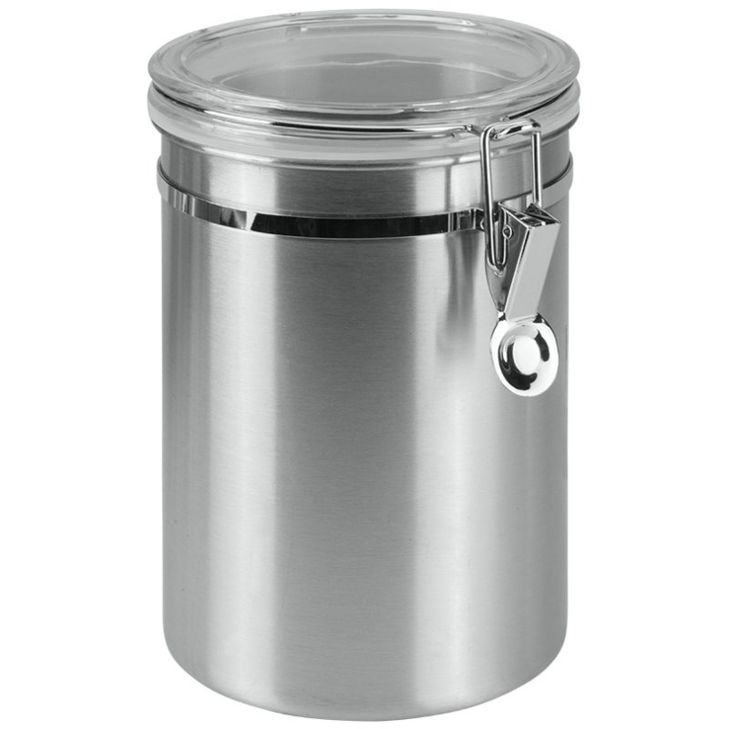 Metaltex pot de rangement, acier inoxydable/acrylique, couvercle transparent, 2,0 litre