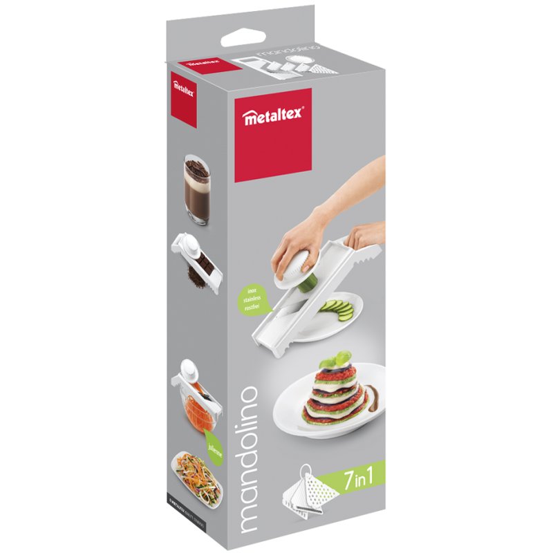 Metaltex universal grater Mandolino, 4 inserts, white