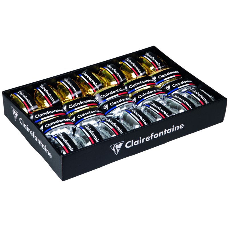 Clairefontaine ruban cadeau reliure anneaux, assorti or & argent, 7 mm × 10 m, 24 pcs