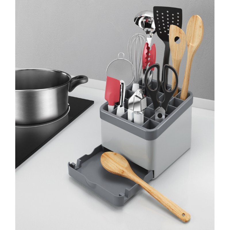 Metaltex Utiltex kitchen utensil organiser, grey, ABS plastic, 25 compartments