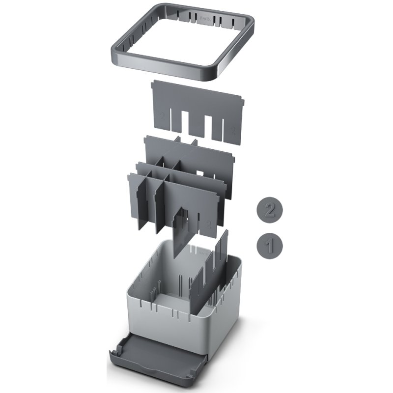 Metaltex Utiltex kitchen utensil organiser, grey, ABS plastic, 25 compartments