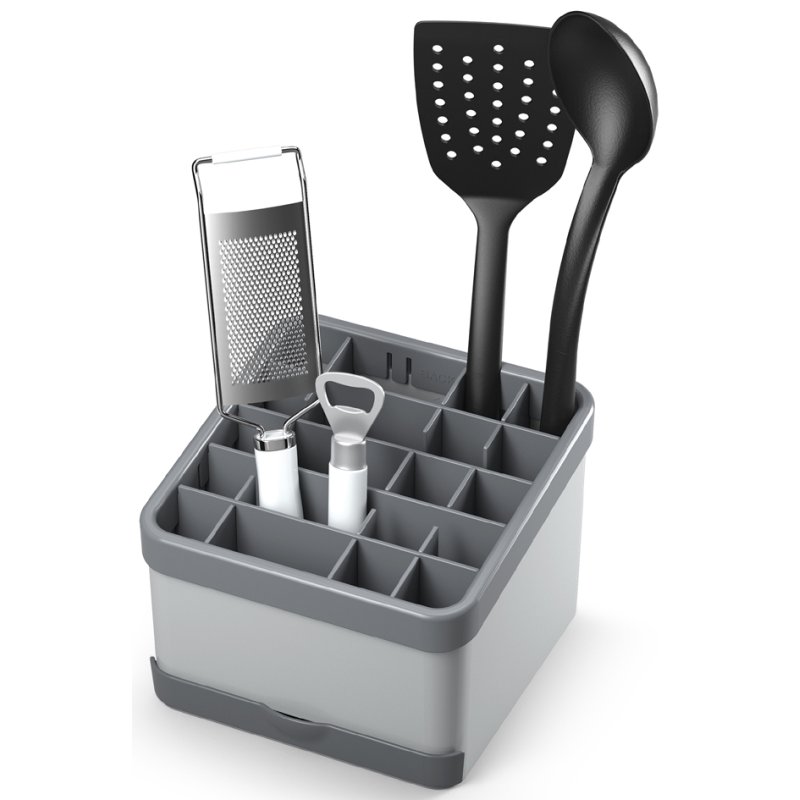 Metaltex Utiltex kitchen utensil organiser, grey, ABS plastic, 25 compartments