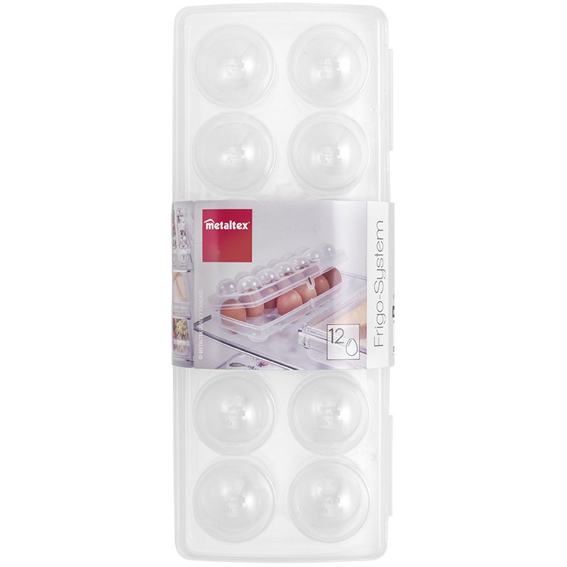 Metaltex eierbox transparant, 12 eieren, met deksel, polystyreen