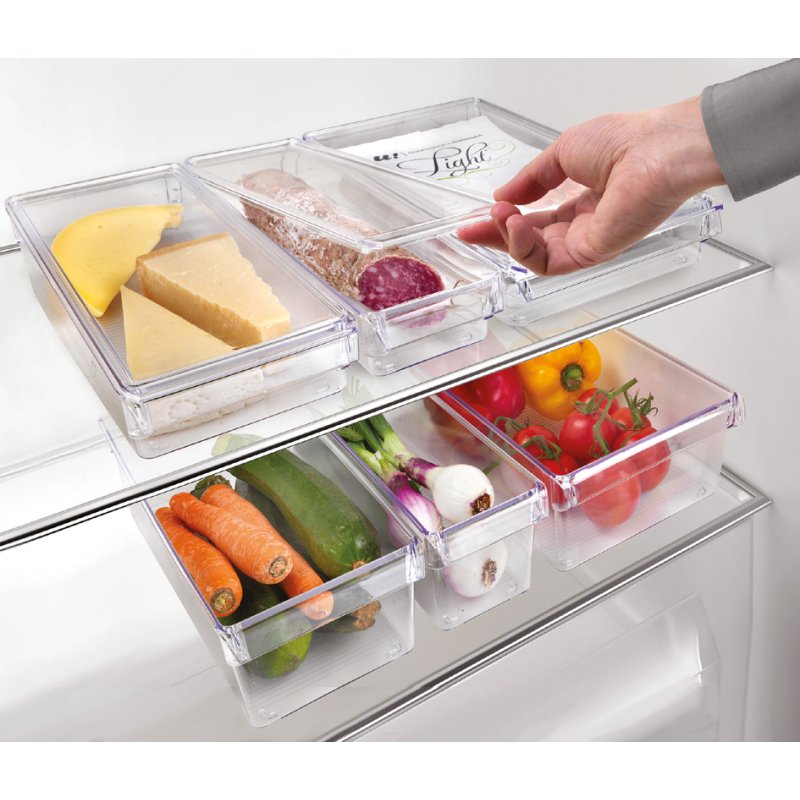 Metaltex koelkast organizer groot, met deksel, transparant, 205×58×360 mm