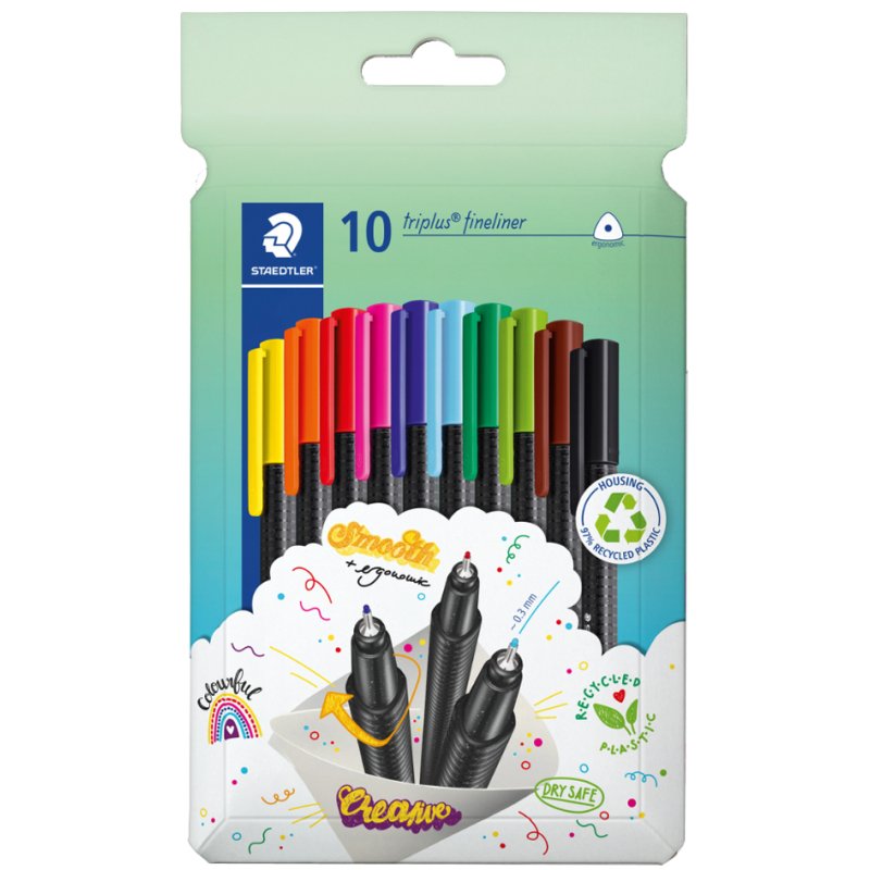 STAEDTLER fineliner triplus, triangulaire, 0,3 mm, 10 pièces