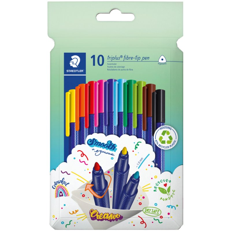 STAEDTLER triplus feutres, 1,0 mm, triangulaire, 10 pièces
