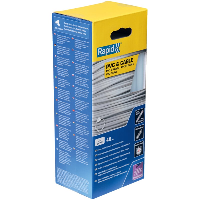 Rapid Tools lijmpatroon PVC & kabel, 12 mm diameter, transparant, 48 stuks