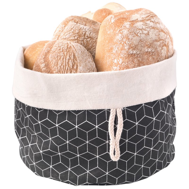 Metaltex broodmand opvouwbaar, katoen, zwart/beige