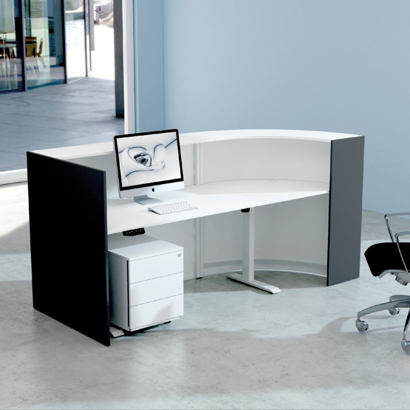 Kerkmann BARI up & down comptoir, électriquement réglable, blanc, 2320×950×1120 mm