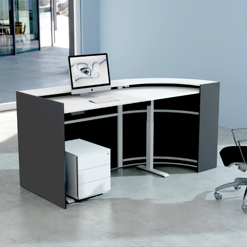 Kerkmann BARI up & down comptoir, électriquement réglable, blanc, 2320×950×1120 mm