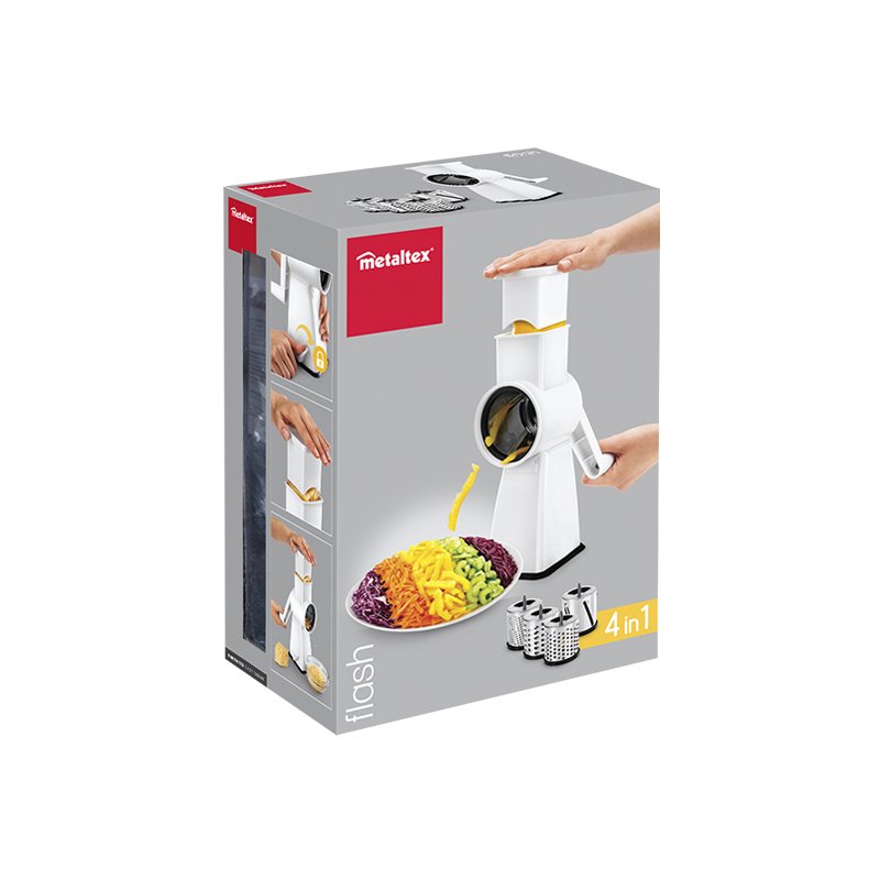 Metaltex keukenrasp Flash, wit/RVS, 4 inzetstukken, 195×120×284 mm