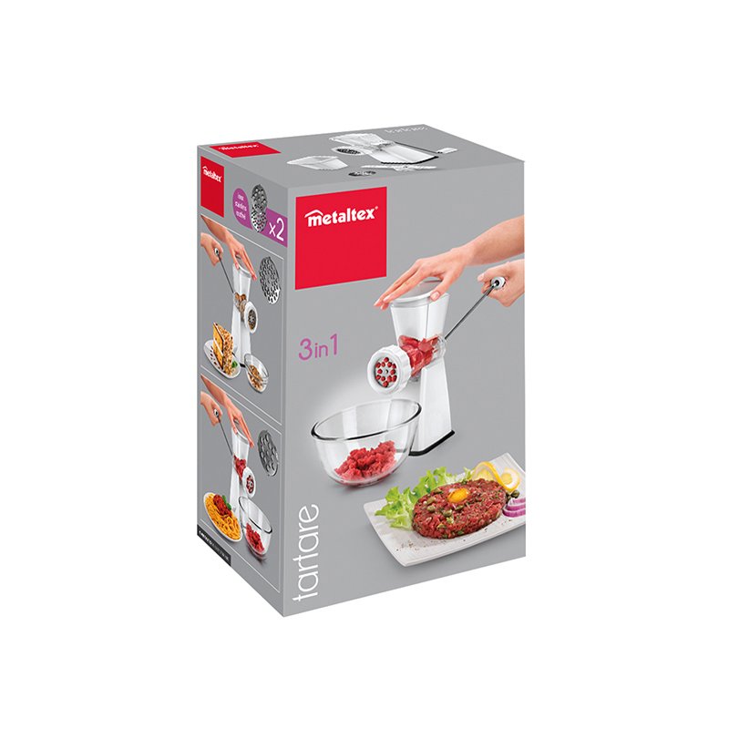 Metaltex moulin à viande Tartare, plastique/inox, blanc, 150×110×250 mm