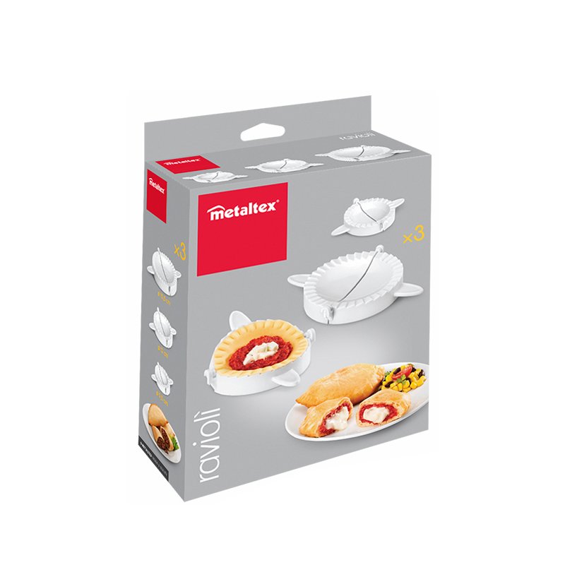Metaltex ensemble moule ravioli et pâtes, 3 pièces, 90-150 mm, blanc