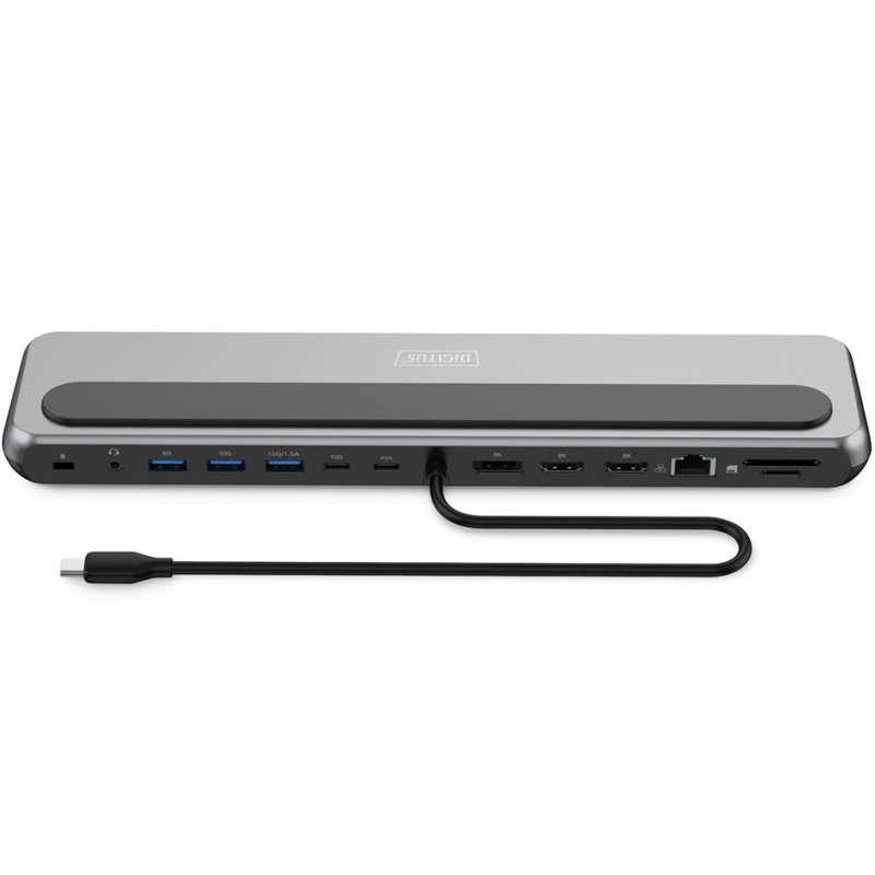 DIGITUS station d'accueil, USB-C, 12 ports, gris/noir