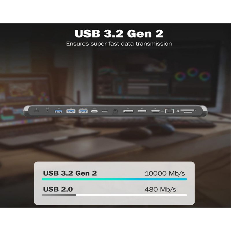 DIGITUS station d'accueil, USB-C, 12 ports, gris/noir
