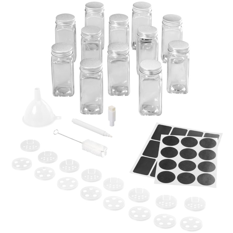 Metaltex ensemble saupoudreur d'épices Shake-It, 120 ml, 12 pots en verre, avec accessoires