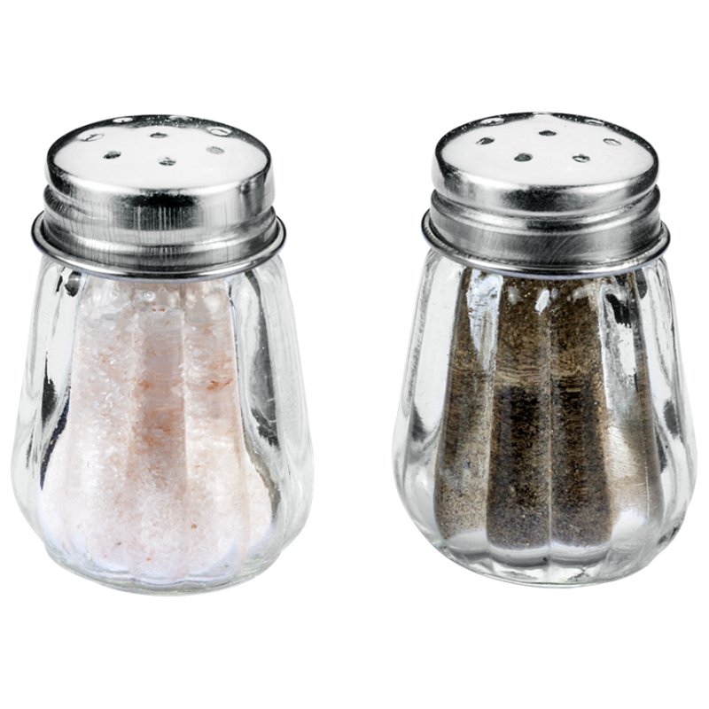 Metaltex salt and pepper shaker set, glass and stainless steel, 2 pieces