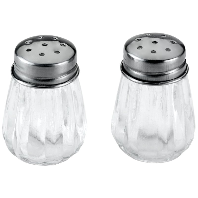 Metaltex salt and pepper shaker set, glass and stainless steel, 2 pieces