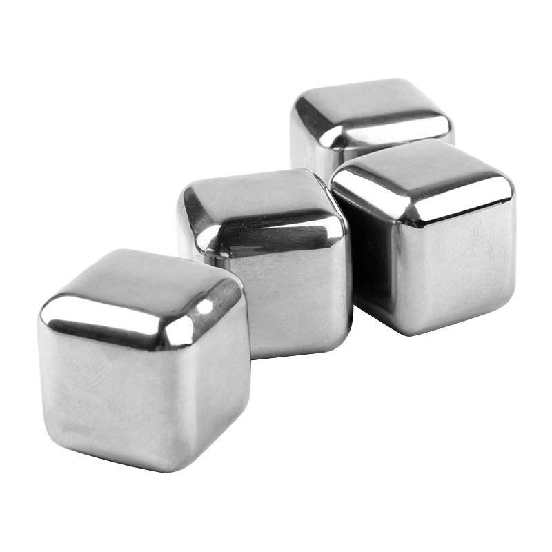 Metaltex herbruikbare ijsblokjes, roestvrij staal, zilver, 4 stuks