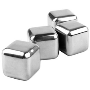 Metaltex herbruikbare ijsblokjes, roestvrij staal, zilver, 4 stuks