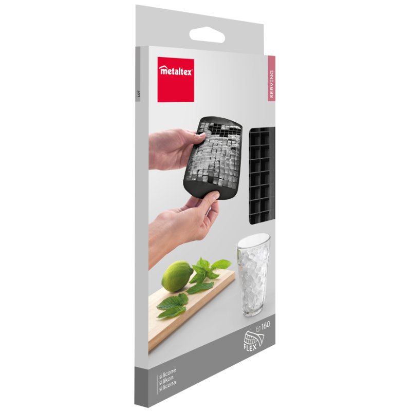 Metaltex ijsblokjesvormen mini-ijsblokjes, siliconen, zwart, 160 stuks