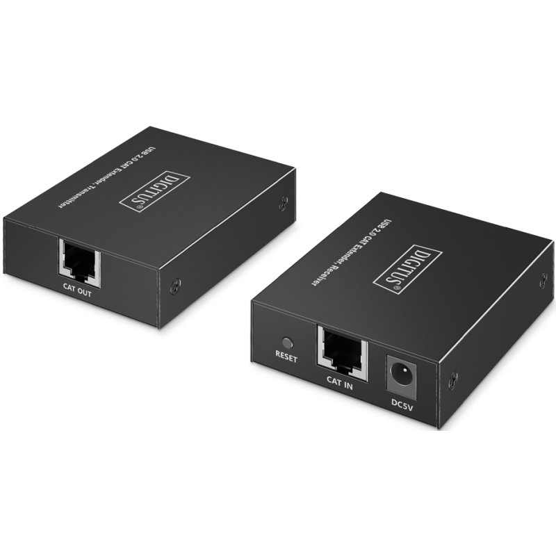 DIGITUS USB 2.0 extender, USB-A, 4 ports, black