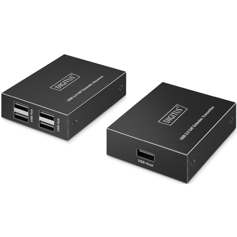 DIGITUS USB 2.0 extender, USB-A, 4 ports, black