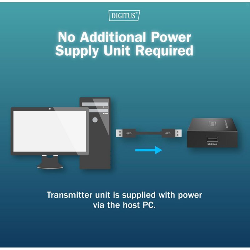 DIGITUS USB 2.0 extender, USB-A, 4 ports, black