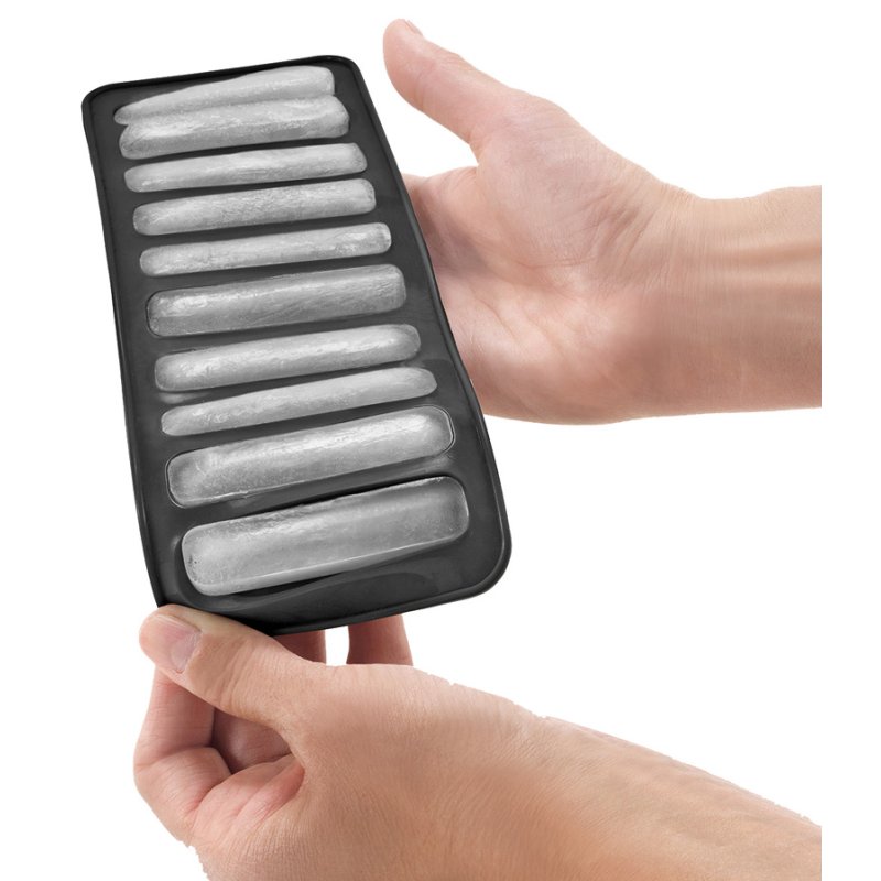 Metaltex ijsblokjesvorm siliconen, 10 ijssticks, zwart, 70×15 mm