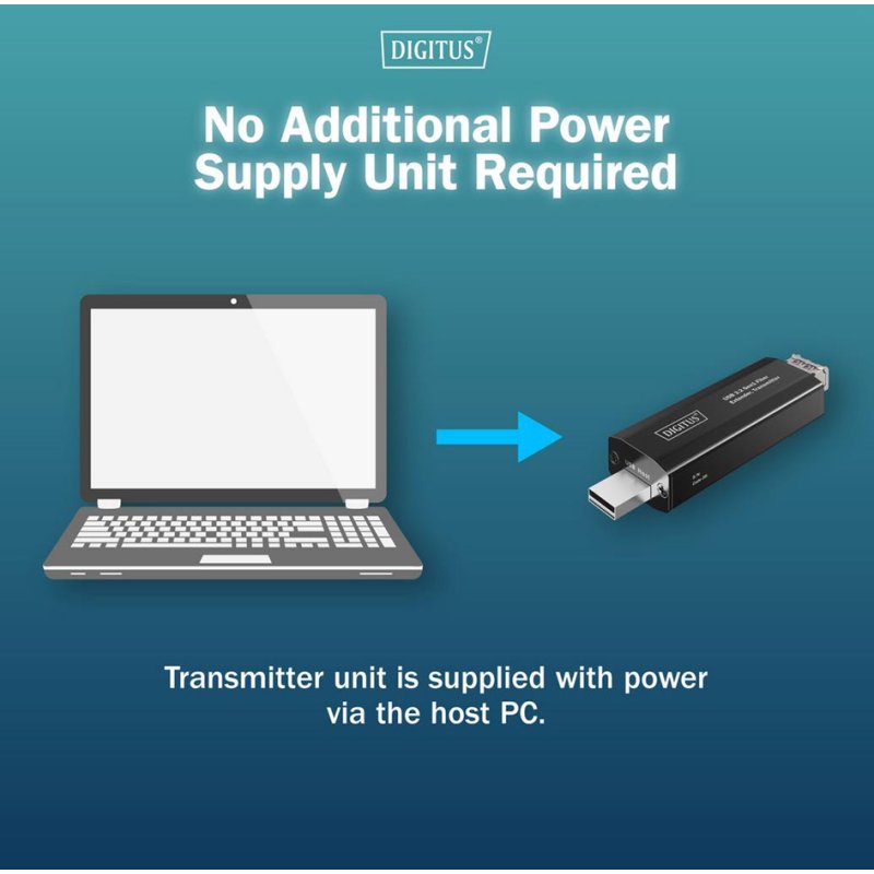 DIGITUS USB 3.2 Gen1 extender, black, 4 ports, fibre optic, 20 km