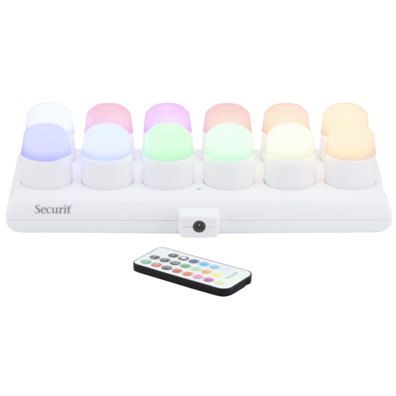 Securit LED tealight set Amsterdam, rechargeable, RGB colours, 12 colours + warm white