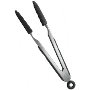 Metaltex braad- en grilltang, zilver/zwart, 275 mm, hittebestendig tot 230°C