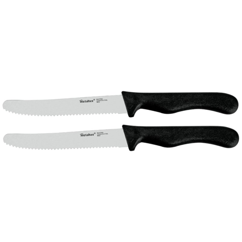 Metaltex broodmessen Basic, zwarte handgreep, roestvrij staal, 2 stuks