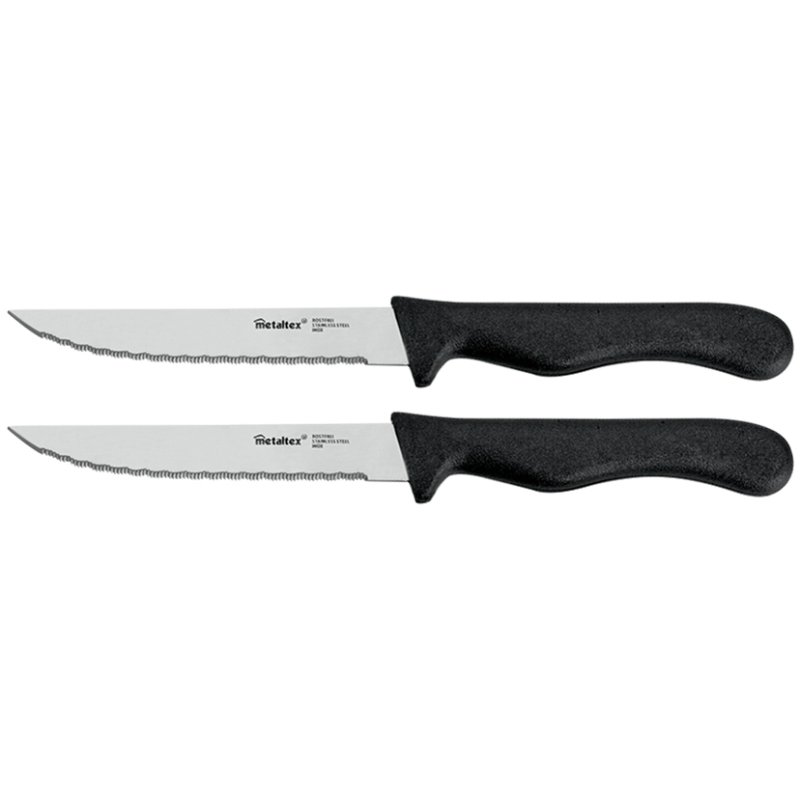 Metaltex steakmessen Basic, zwart, roestvrij staal, 2 stuks