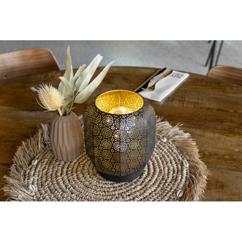 Securit Lampe de table LED MARRAKECH, rechargeable, noir/or, dimmable