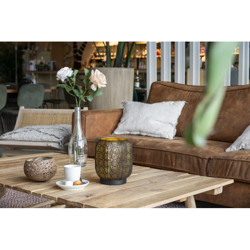 Securit Lampe de table LED MARRAKECH, rechargeable, noir/or, dimmable