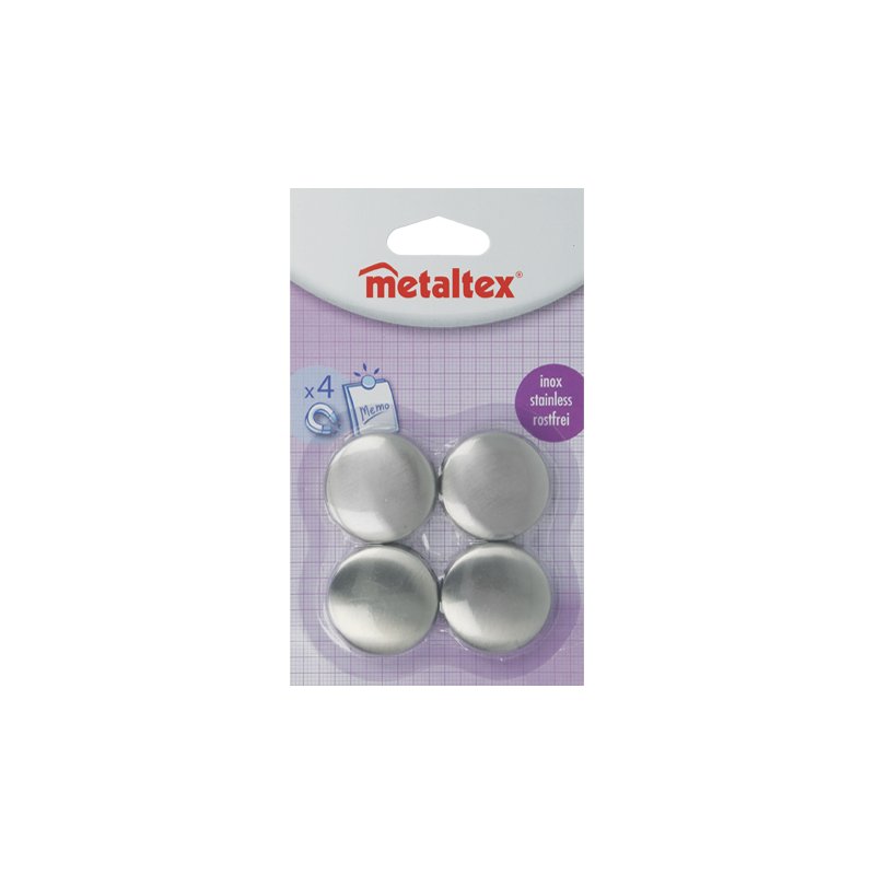 Metaltex round magnets, stainless steel, 4 pieces