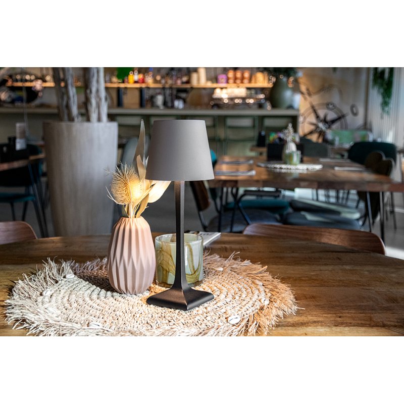 Securit Milano lampe de table LED rechargeable, noir/taupe, dimmable, 280 mm