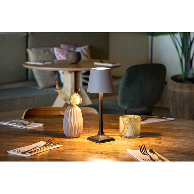 Securit Milano lampe de table LED rechargeable, noir/taupe, dimmable, 280 mm