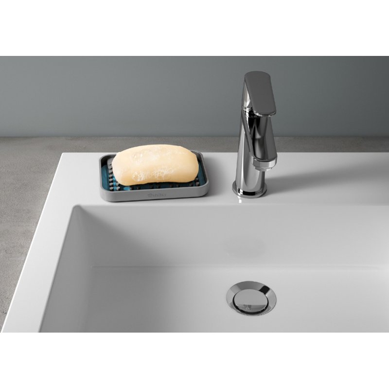 Metaltex Gravity-Soap soap holder, grey, 120×80×13 mm, plastic