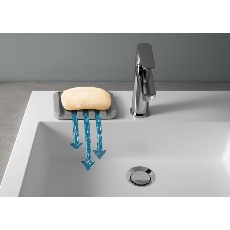 Metaltex Gravity-Soap soap holder, grey, 120×80×13 mm, plastic