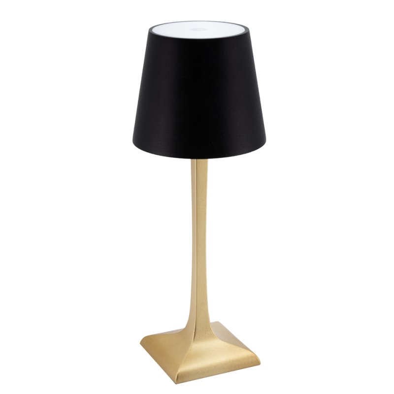 Securit lampe de table LED rechargeable ROME, or/noir, dimmable, 12-20 heures