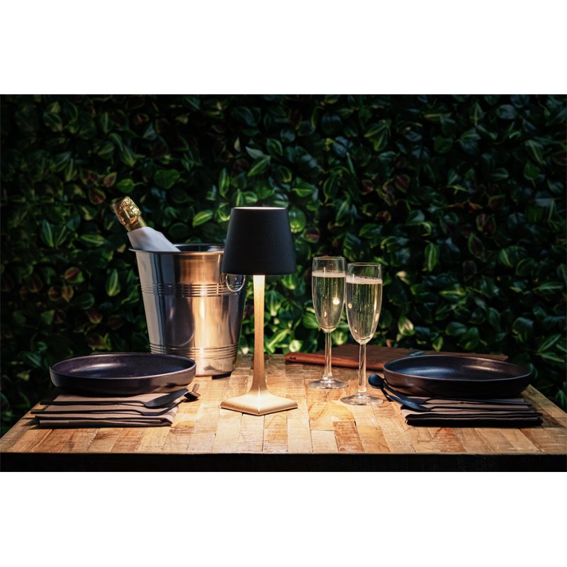 Securit lampe de table LED rechargeable ROME, or/noir, dimmable, 12-20 heures
